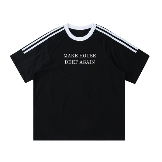 Black graphic T-shirt with “Make House Deep Again” text print – Garms.House