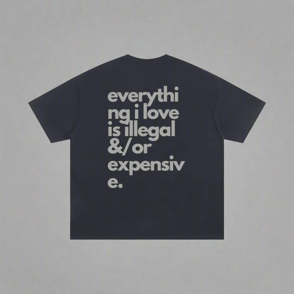 Everything I Love Is Illegal or Expensive – Oversized Cotton T-Shirt