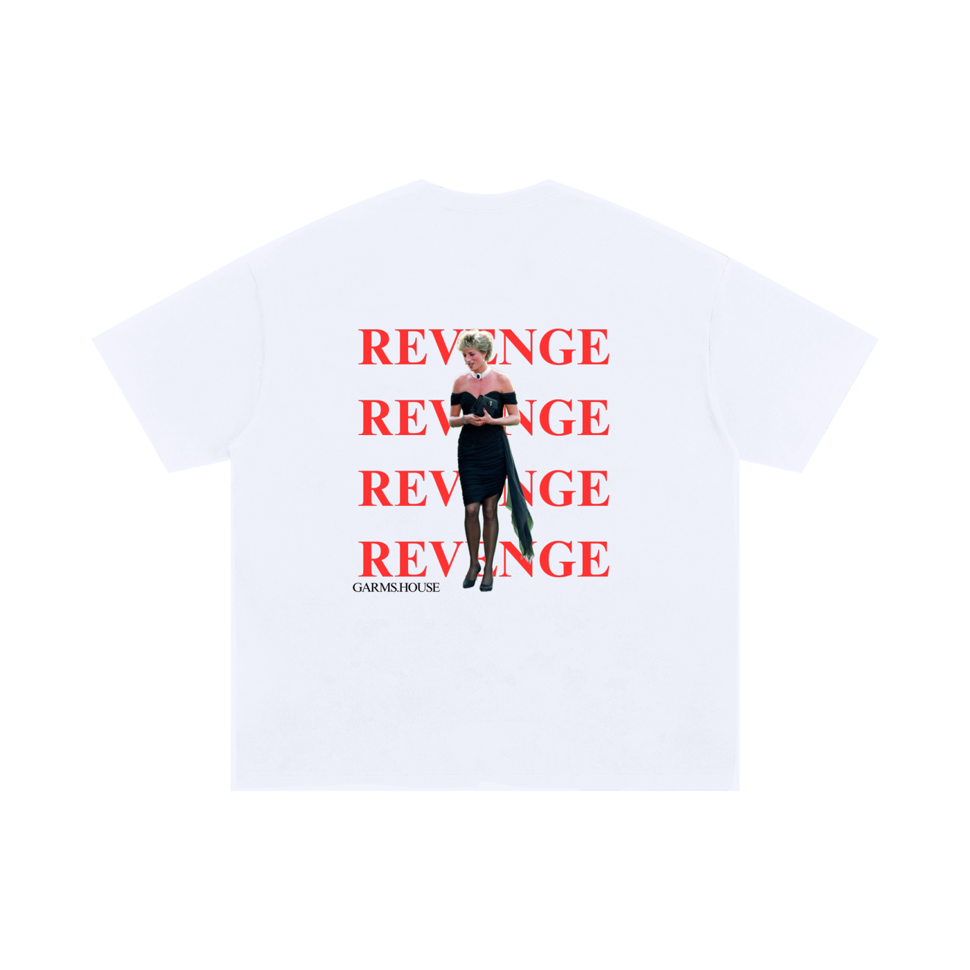 Revenge graphic t-shirt white back print Princess Diana inspired design