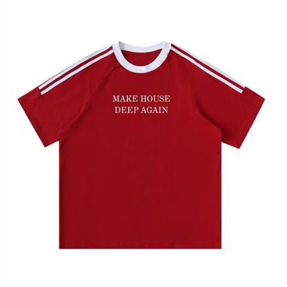 Red graphic T-shirt with “Make House Deep Again” text print – Garms.House