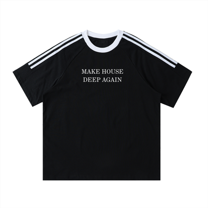 Black graphic T-shirt with “Make House Deep Again” text print – Garms.House