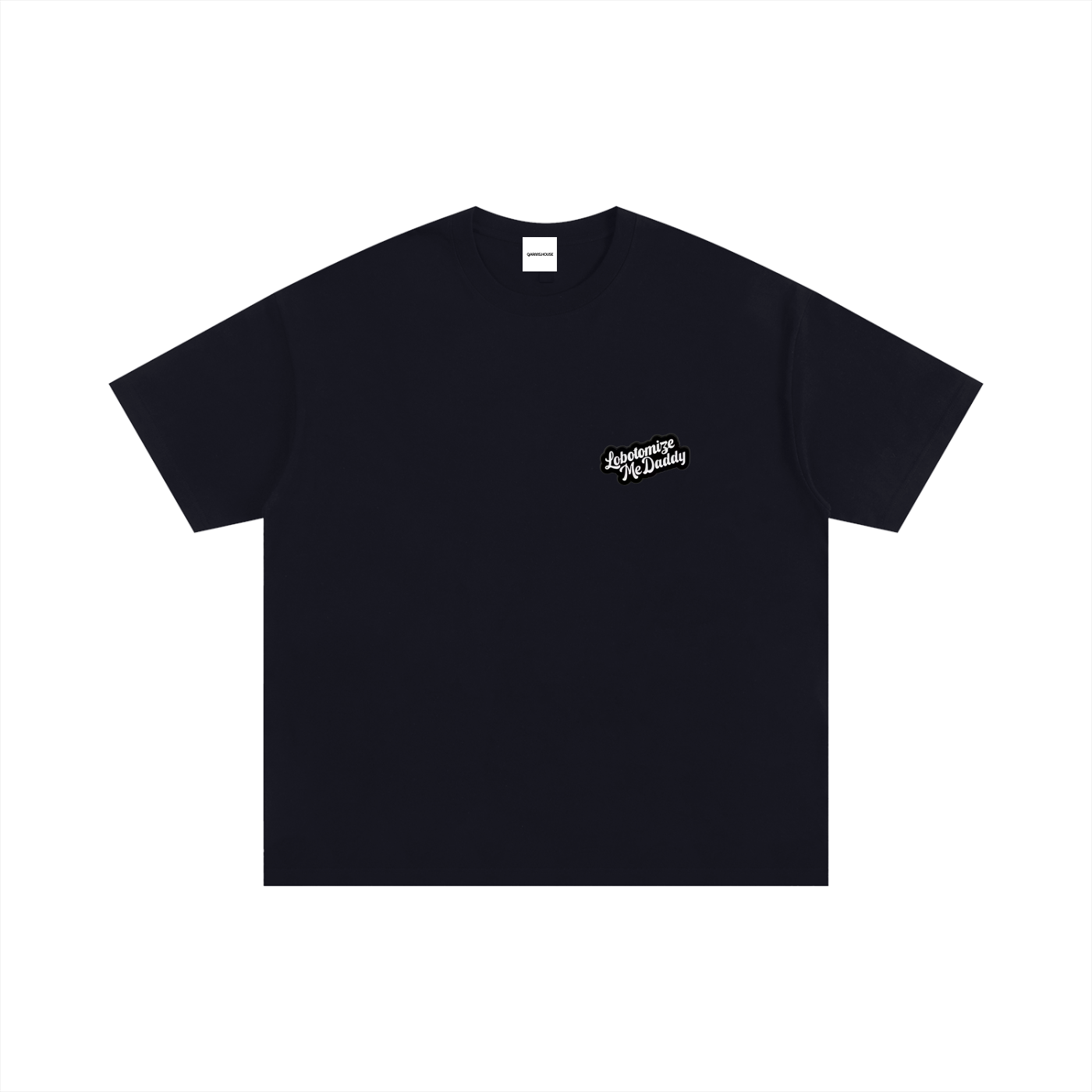 Black graphic T-shirt with “Lobotomize Me Daddy” text print on front – Garms.House