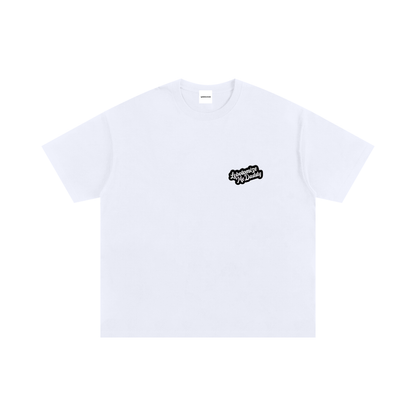 White graphic T-shirt with “Lobotomize Me Daddy” text print on front – Garms.House