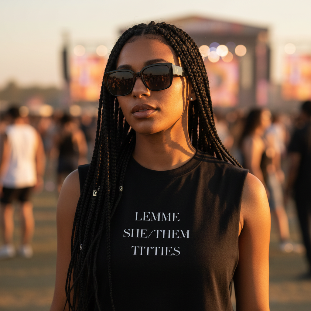 Lemme She/Them Tank Top – Print Close Up