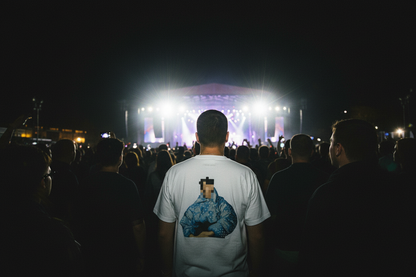 West End Pixel T-Shirt at London Concert - Back View with Flash